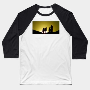 Silhouette of walker's on the peak of mam tor derbyshiire Baseball T-Shirt